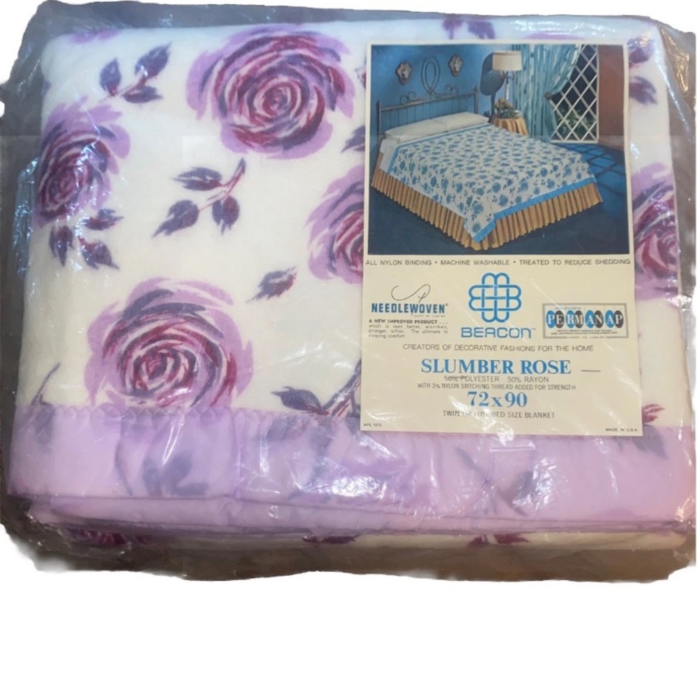 Vintage Beacon Floral Rose Throw Blanket - Lavender and Purple